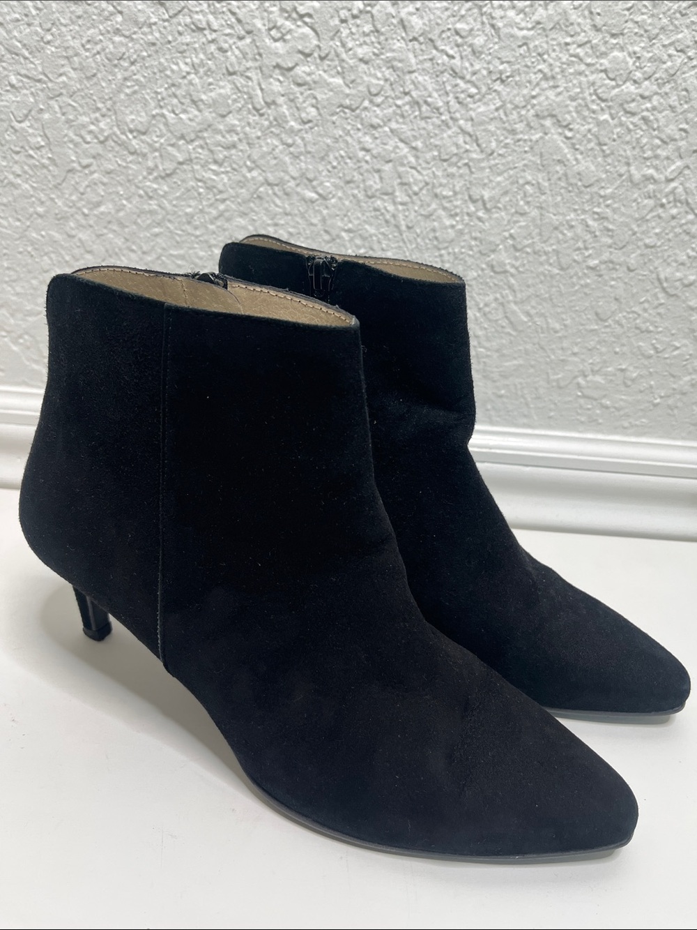 Antonio de Faria Margot Black Suede Leather Heel Ankle Boots size 9